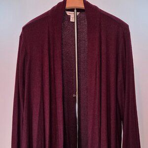 Open Front Long Sleeve Cardigan by Nine West, Women's 3X, Burgundy, NWT